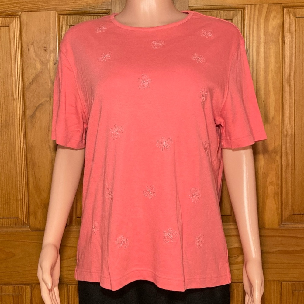NWOT Classic Elements Vintage 90s Top Short Sleeve Blouse Pink Size L Large